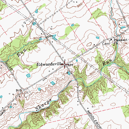 Topographic Map of Edwardsville, OH