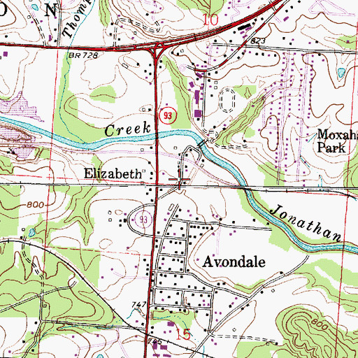 Topographic Map of Elizabeth, OH