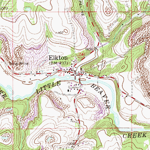 Topographic Map of Elkton, OH