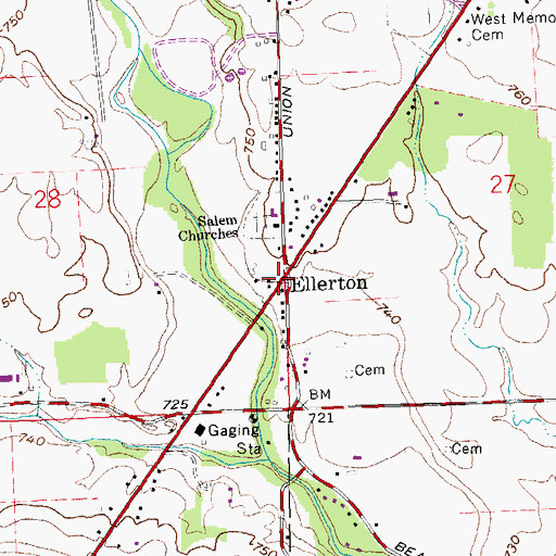 Topographic Map of Ellerton, OH