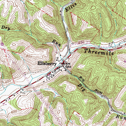 Topographic Map of Ellsberry, OH