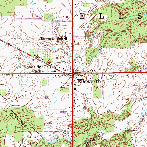 Topographic Map of Ellsworth, OH