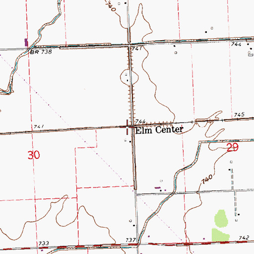 Topographic Map of Elm Center, OH