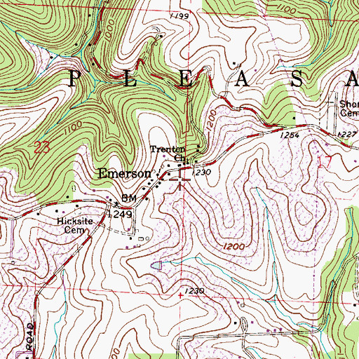 Topographic Map of Emerson, OH