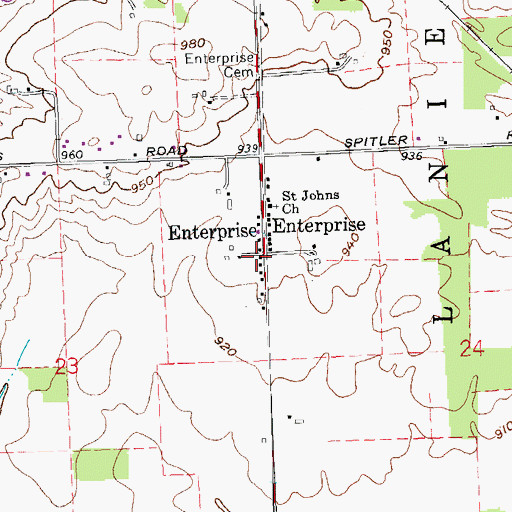 Topographic Map of Enterprise, OH