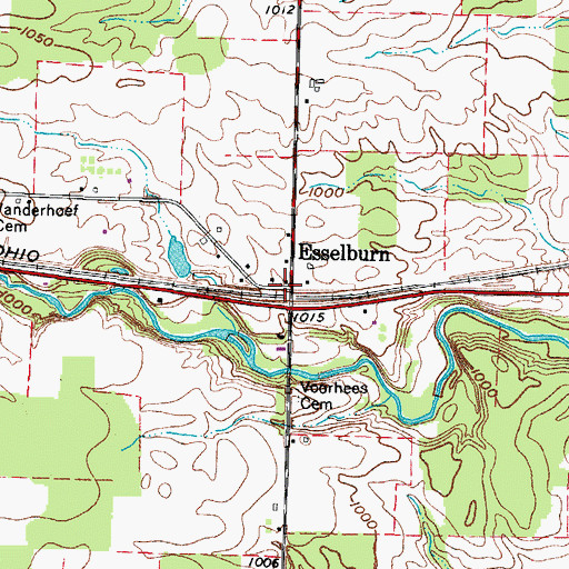 Topographic Map of Esselburn, OH