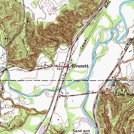 Topographic Map of Everett, OH