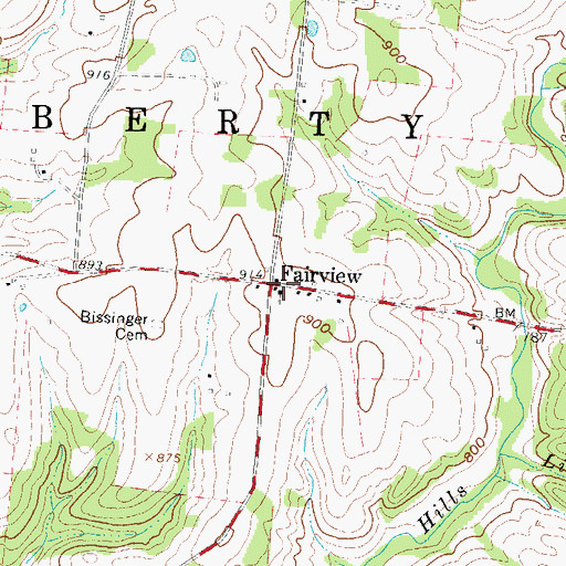 Topographic Map of Fairview, OH
