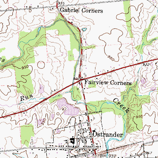 Topographic Map of Fairview Corners, OH