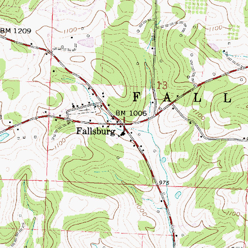 Topographic Map of Fallsburg, OH