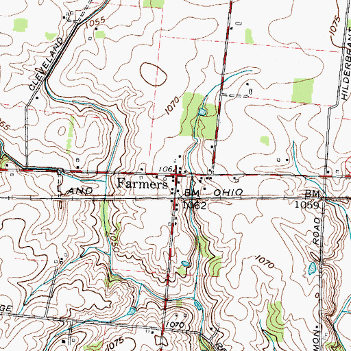 Topographic Map of Farmers, OH