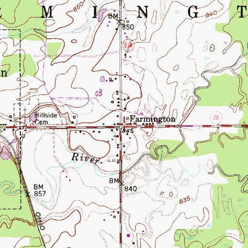 Topographic Map of Farmington, OH