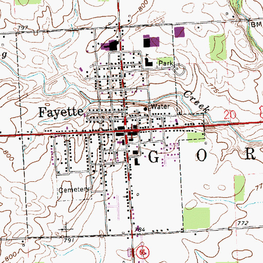Topographic Map of Fayette, OH