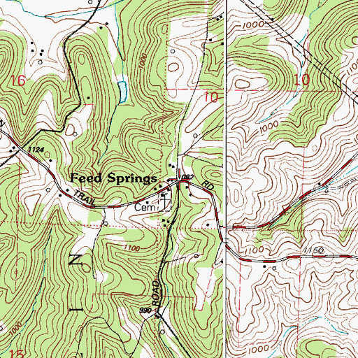 Topographic Map of Feed Springs, OH