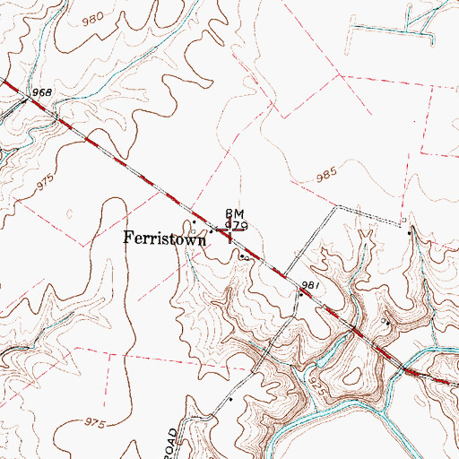 Topographic Map of Ferristown, OH