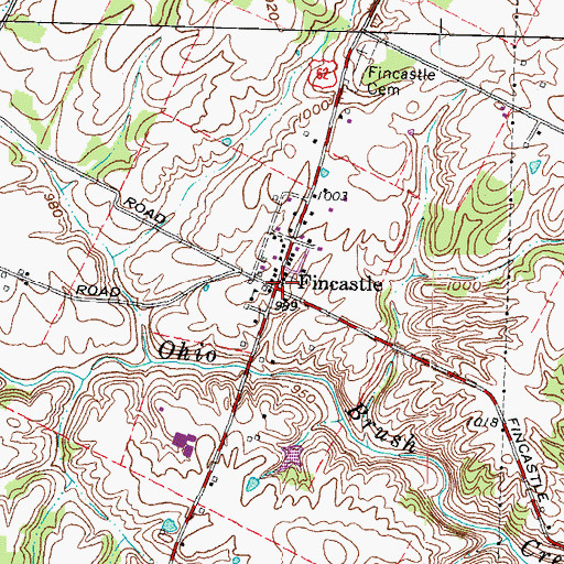 Topographic Map of Fincastle, OH