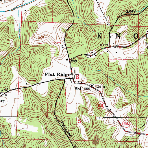 Topographic Map of Flat Ridge, OH