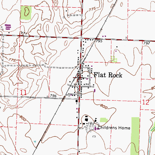 Topographic Map of Flat Rock, OH