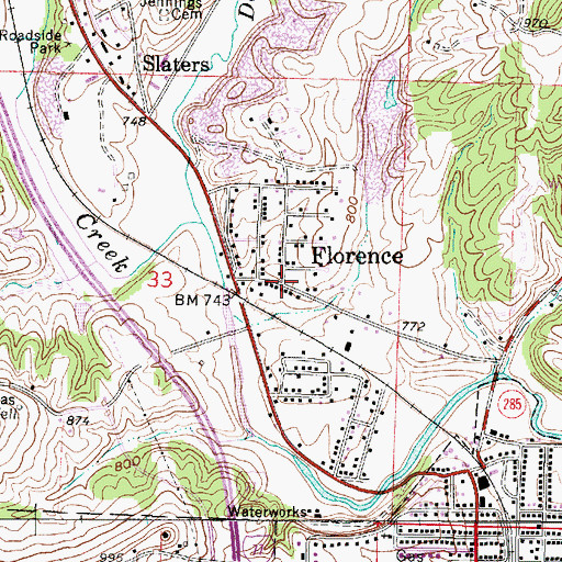 Topographic Map of Florence, OH