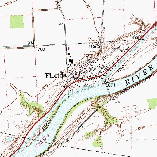 Topographic Map of Florida, OH