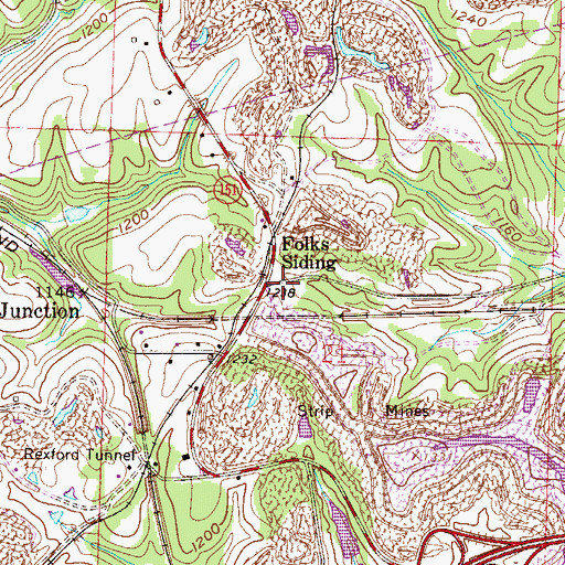 Topographic Map of Folks Siding, OH