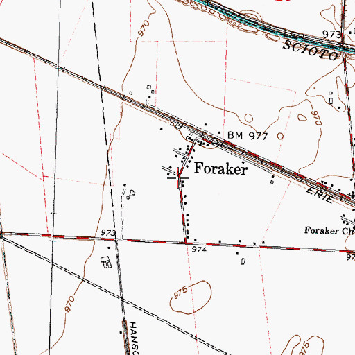 Topographic Map of Foraker, OH