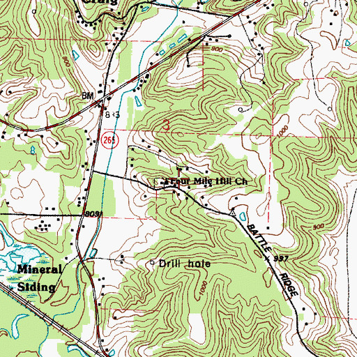 Topographic Map of Fourmile Hill Church, OH