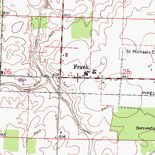 Topographic Map of Frank, OH