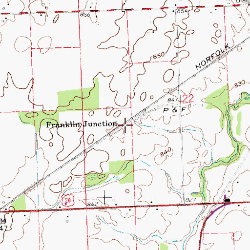 Topographic Map of Franklin Junction, OH
