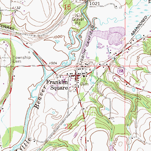 Topographic Map of Franklin Square, OH
