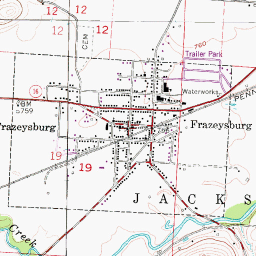 Topographic Map of Frazeysburg, OH