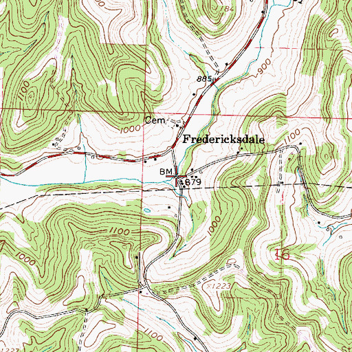 Topographic Map of Fredericksdale, OH