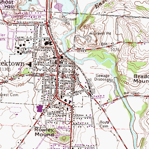 Topographic Map of Fredericktown, OH