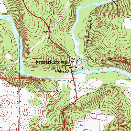 Topographic Map of Fredericktown, OH