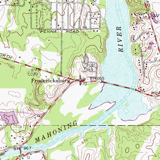 Topographic Map of Fredericksburg, OH