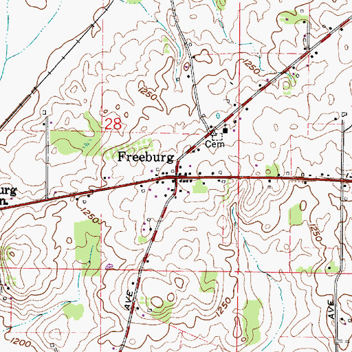 Topographic Map of Freeburg, OH