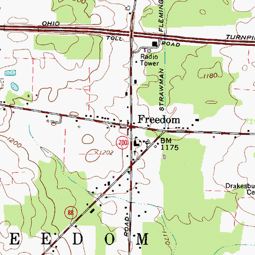 Topographic Map of Freedom, OH
