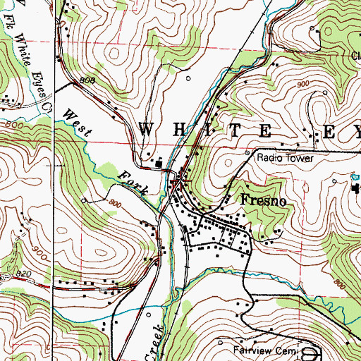 Topographic Map of Fresno, OH