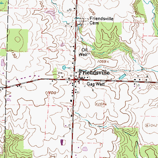 Topographic Map of Friendsville, OH
