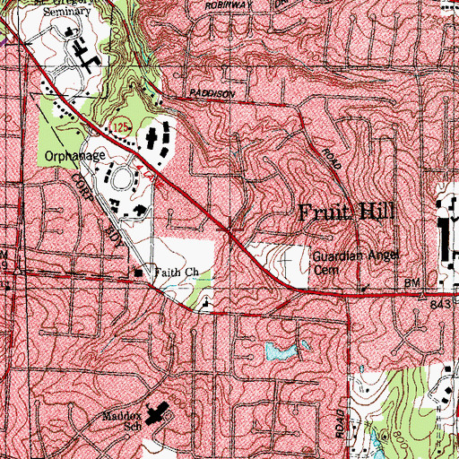 Topographic Map of Fruit Hill, OH