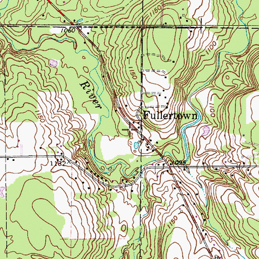 Topographic Map of Fullertown, OH