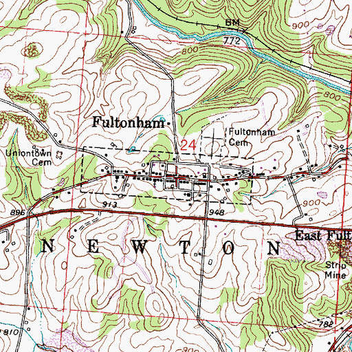 Topographic Map of Fultonham, OH