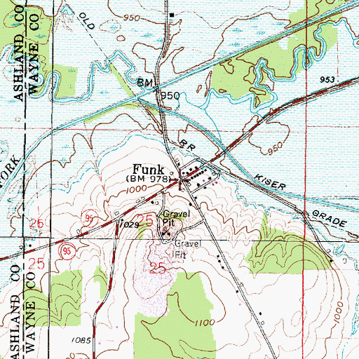 Topographic Map of Funk, OH
