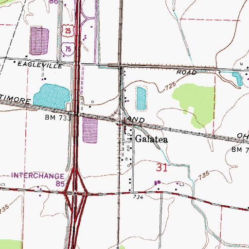 Topographic Map of Galatea, OH