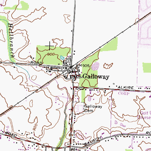 Topographic Map of Galloway, OH