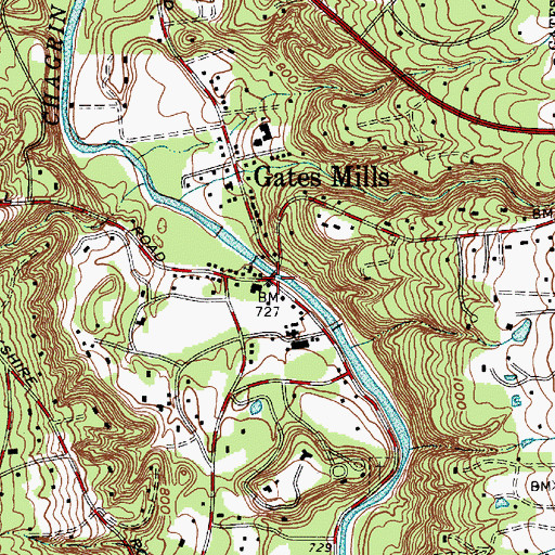 Topographic Map of Gates Mills, OH