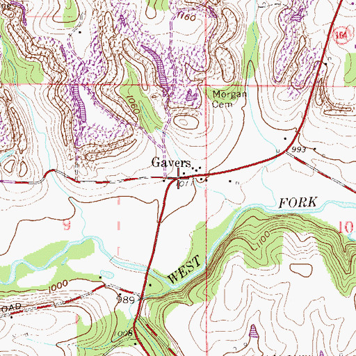 Topographic Map of Gavers, OH