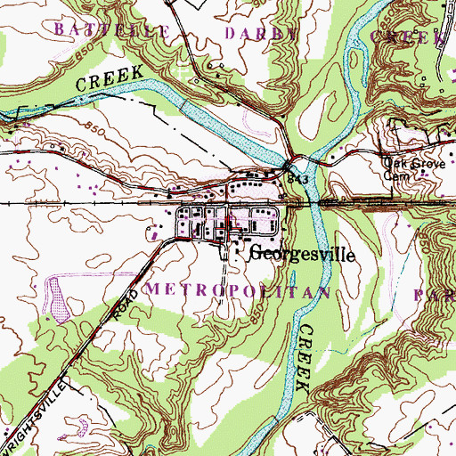 Topographic Map of Georgesville, OH