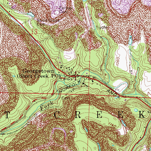 Topographic Map of Georgetown, OH