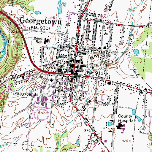 Topographic Map of Georgetown, OH